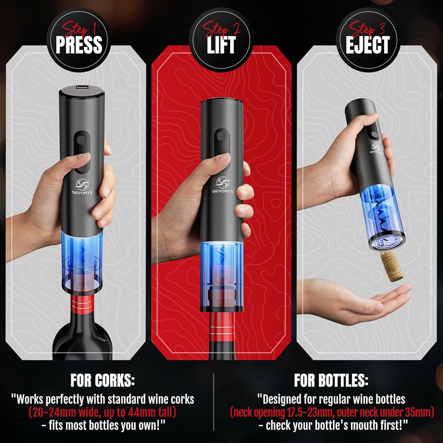 Abridor de Vino Eléctrico Sevoryx 5 en 1 con Estuche