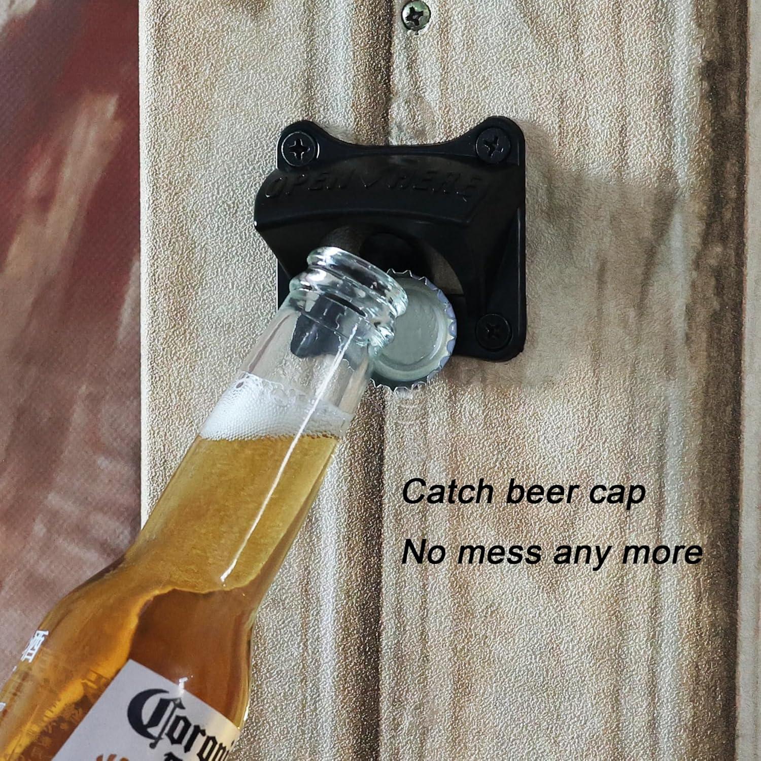 Abrebotellas Magnético Luwanburg Negro Montado en Pared 3 PCS