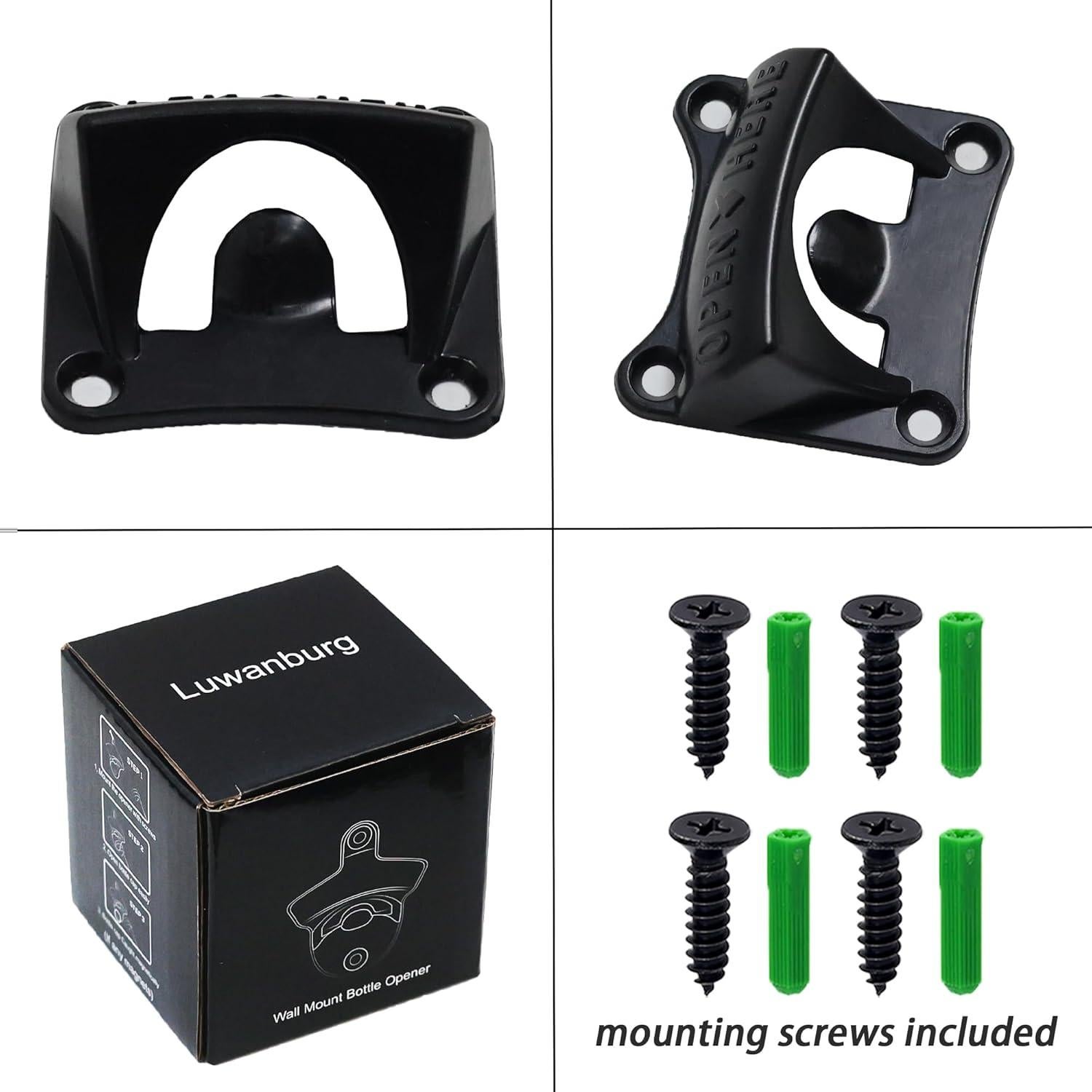 Abrebotellas Magnético Luwanburg Negro Montado en Pared 3 PCS