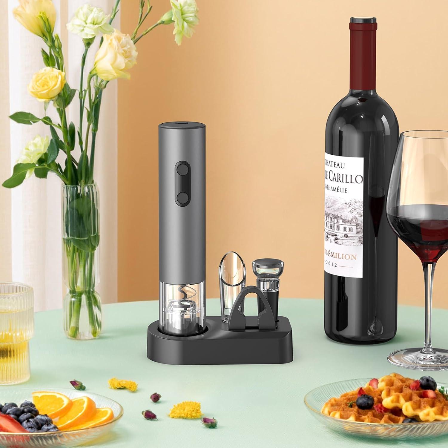Sacacorchos Eléctrico Aisining 4 en 1 con Accesorios de Vino