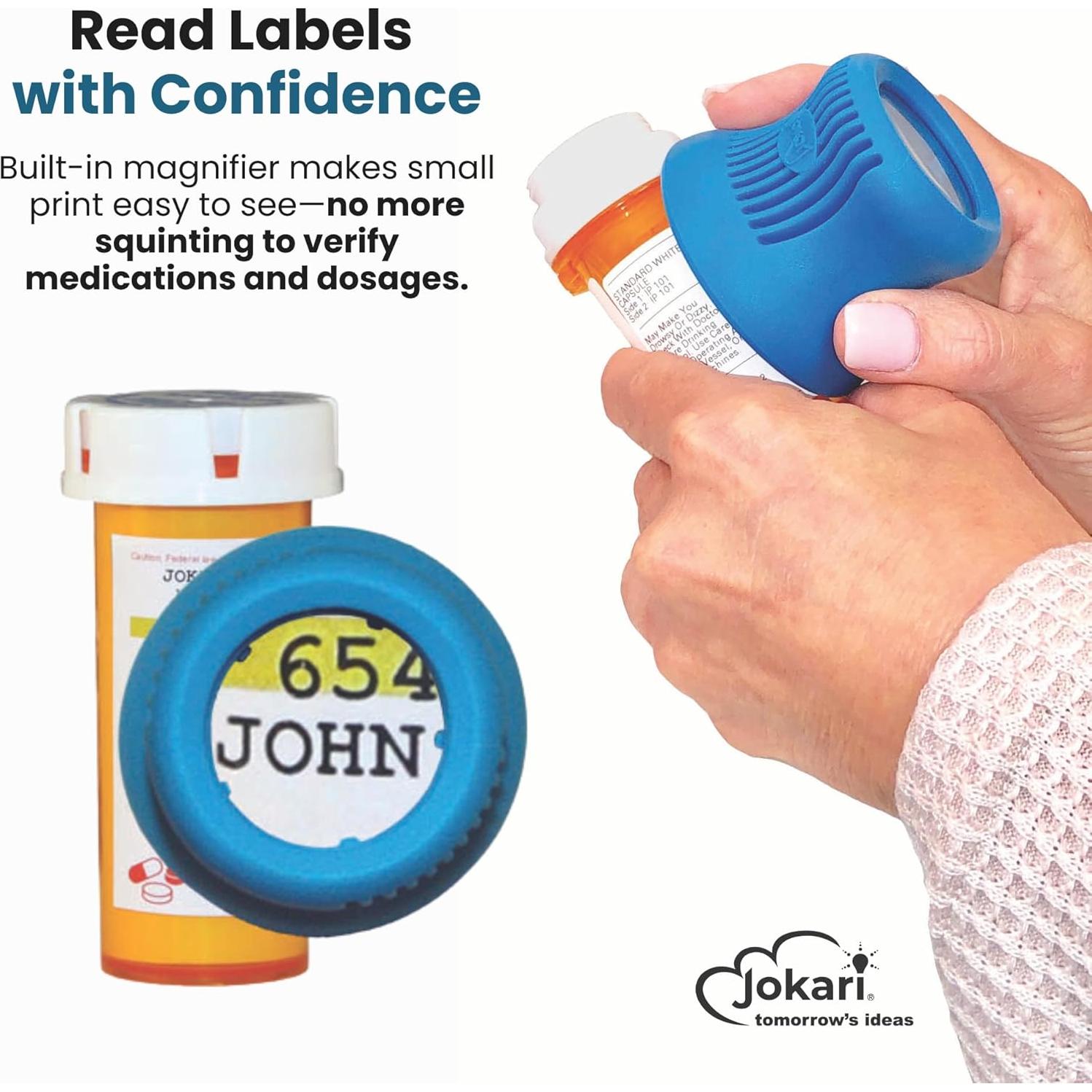 Abridor de Botellas de Medicamentos Jokari con Lupa 4x