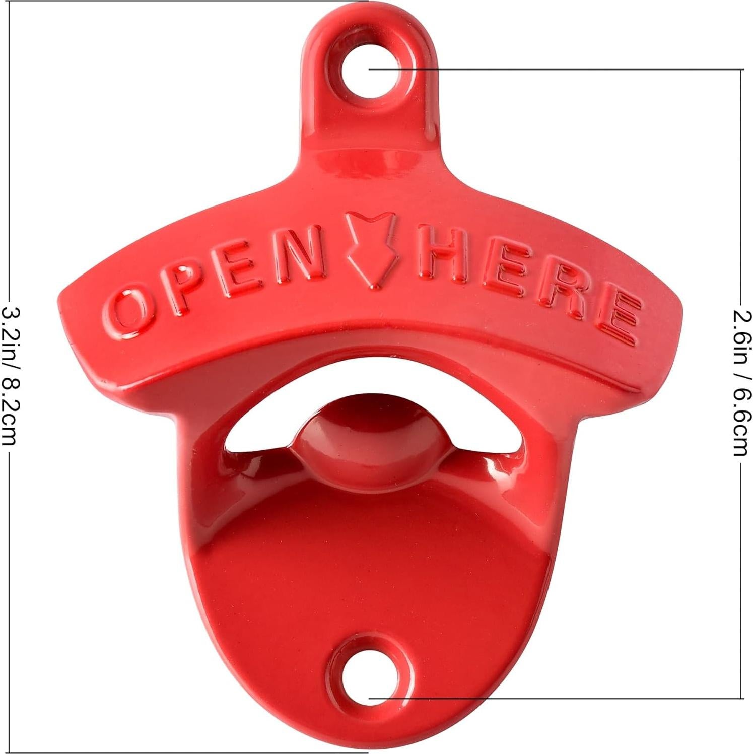 Abrebotellas Magnético Jumiok Montado en Pared Rojo - 2 Pcs