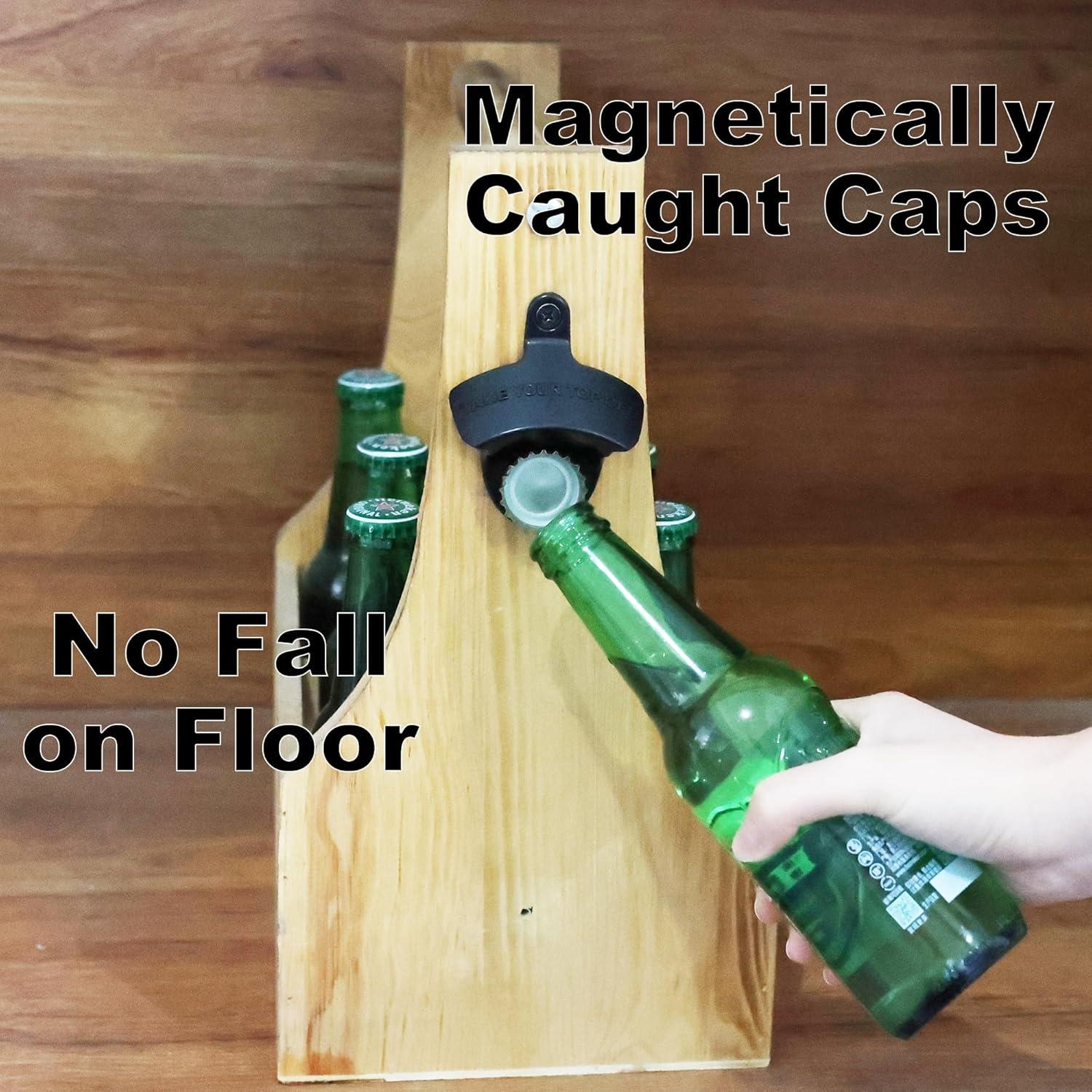 Abrebotellas Magnético Jumiok Negro Montado en Pared para Cerveza