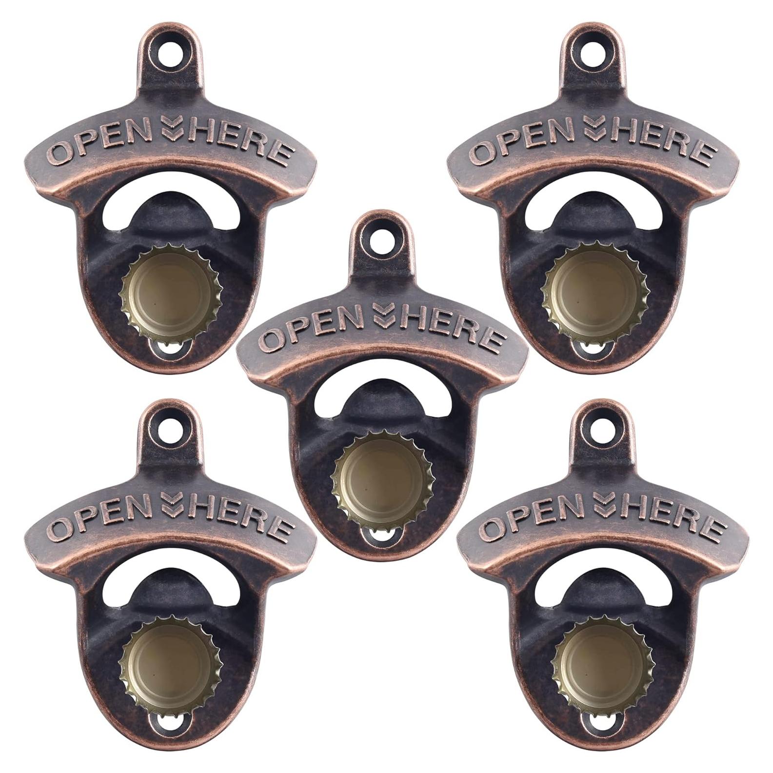 5 Abrebotellas Magnéticos de Pared HAIICEN Cobre Antiguo