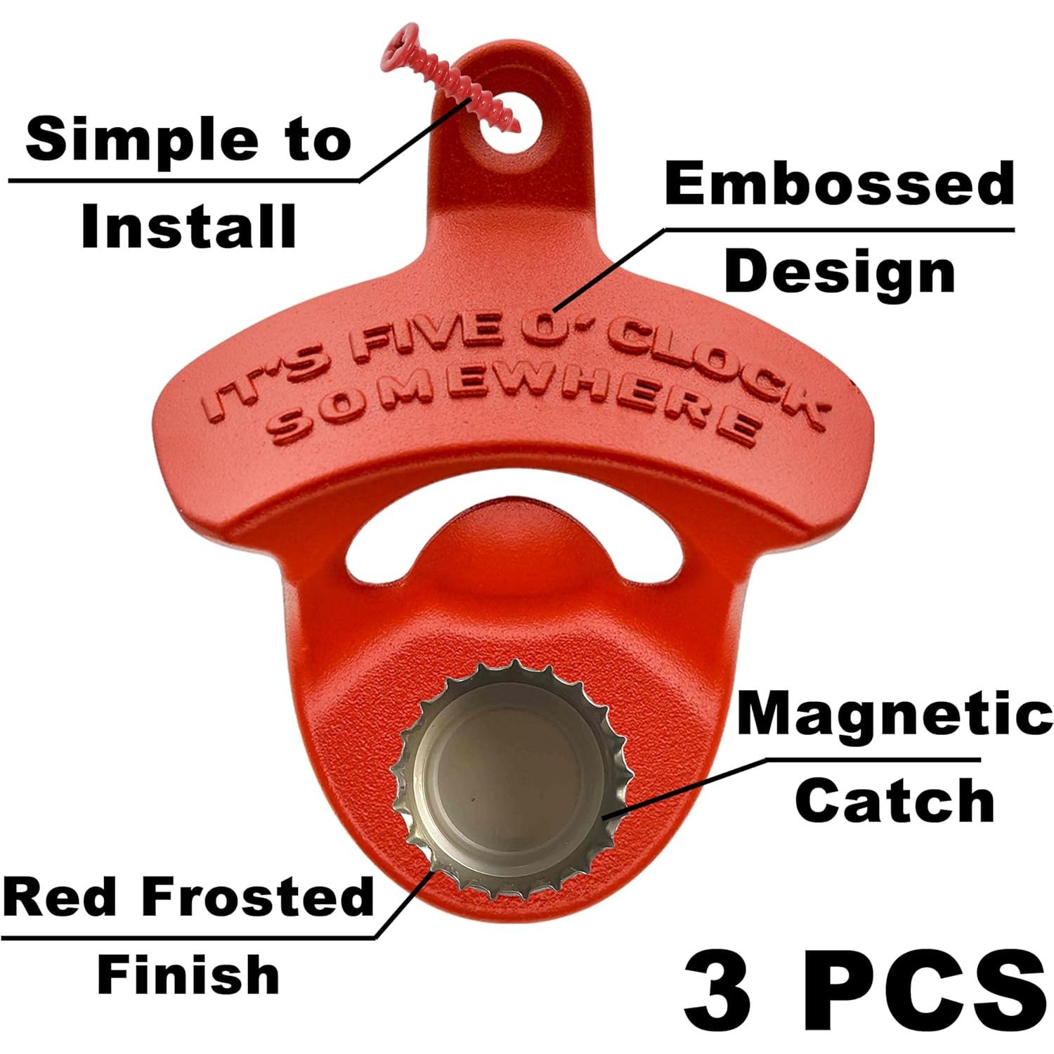 Abrebotellas Magnético de Pared HAIICEN Rojo 3 Pcs