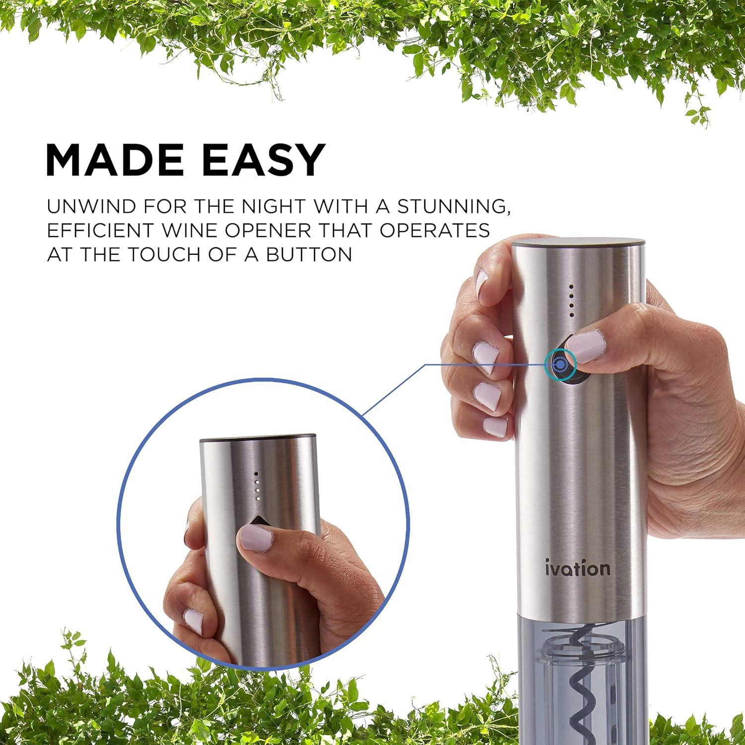 Abridor de Vino Automático Recargable Ivation - Extractor Eléctrico