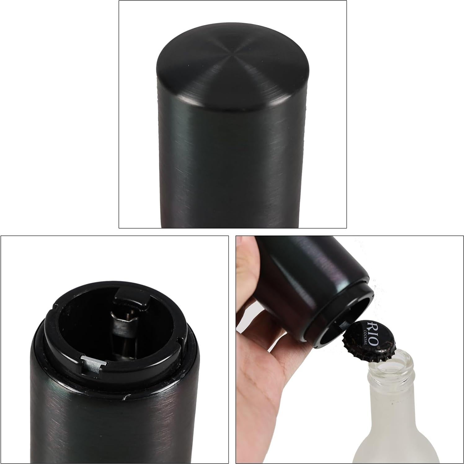Abridor de Botellas Automático Asking de Acero Inoxidable Negro