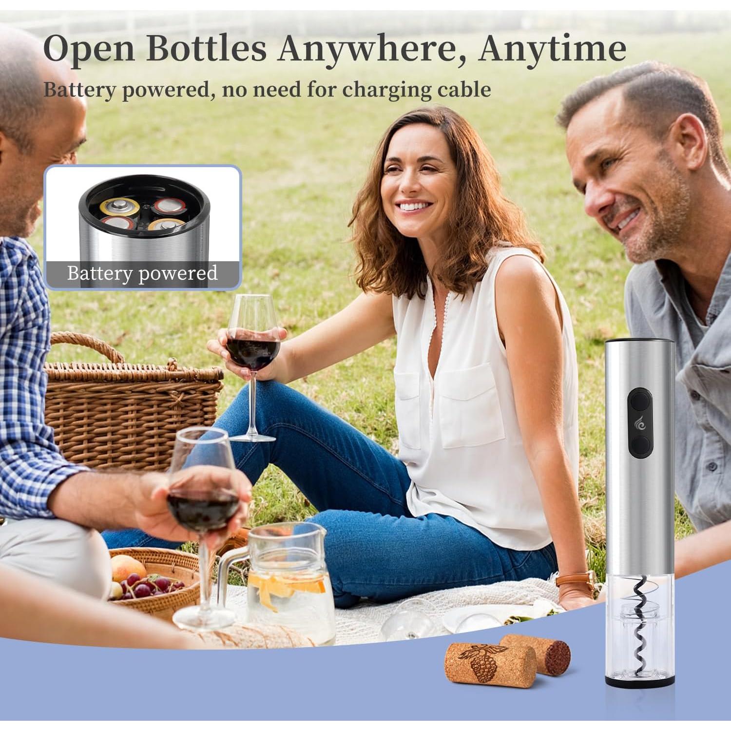 Abridor de Vino Eléctrico KLT Automático con Base y Accesorios