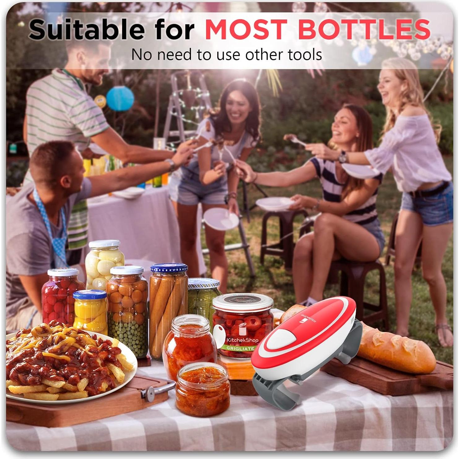 Abrebotellas Eléctrico KitchekShop Automático para Tarros