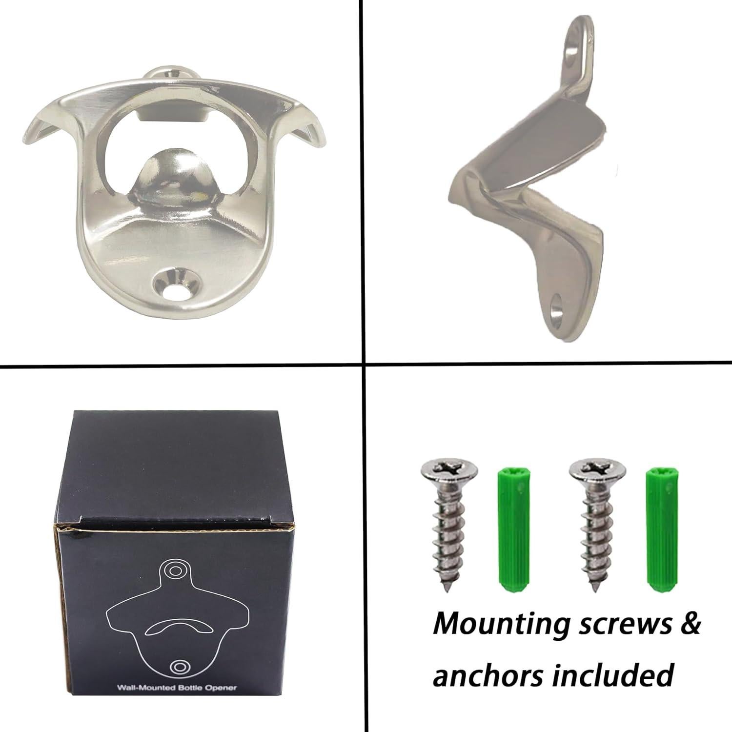 Abrebotellas Magnético Montado en Pared Luwanburg 6 Pcs Plata