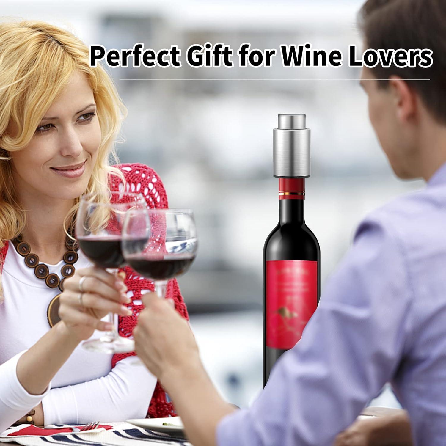 Tapones de Vacío para Botellas de Vino Hanlomele 2-en-1 Acero Inoxidable