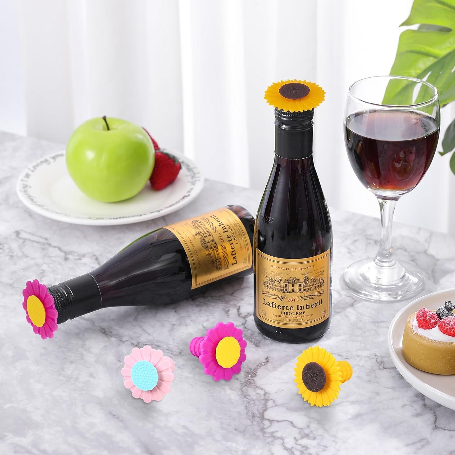 Juego de 3 Tapones de Vino Hraulc de Silicona en Forma de Flor