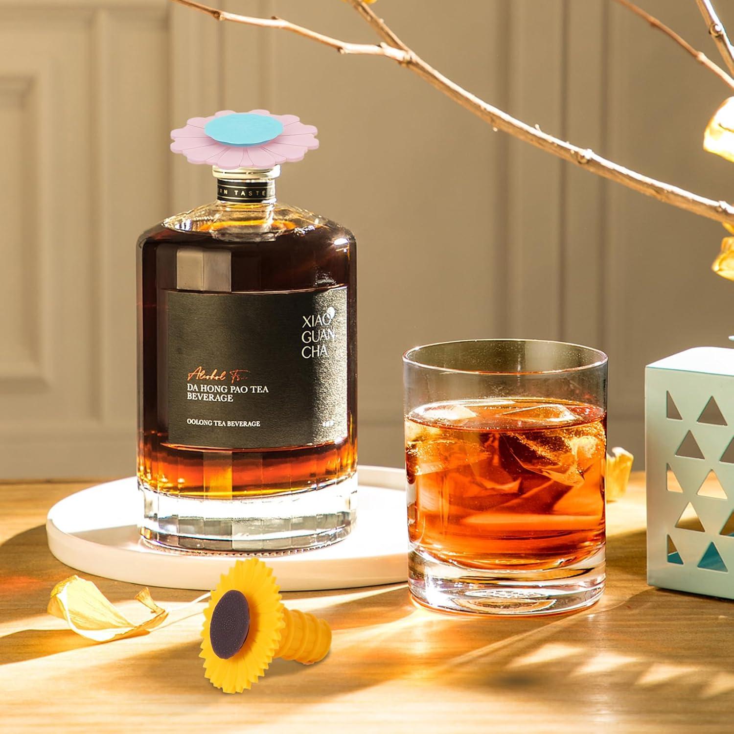 Juego de 3 Tapones de Vino Hraulc de Silicona en Forma de Flor