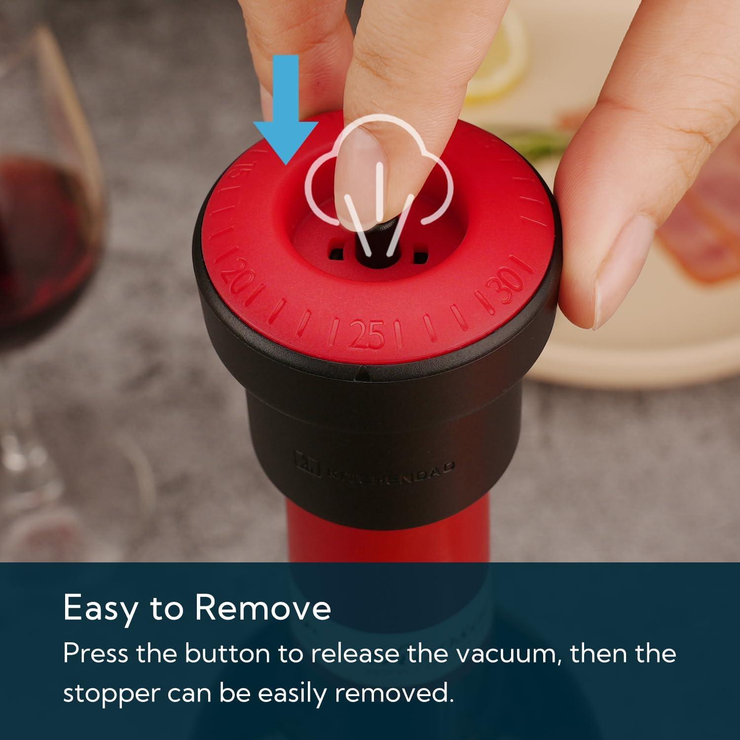 Tapón de Vino al Vacío KITCHENDAO 2 en 1 con Marcador de Fecha