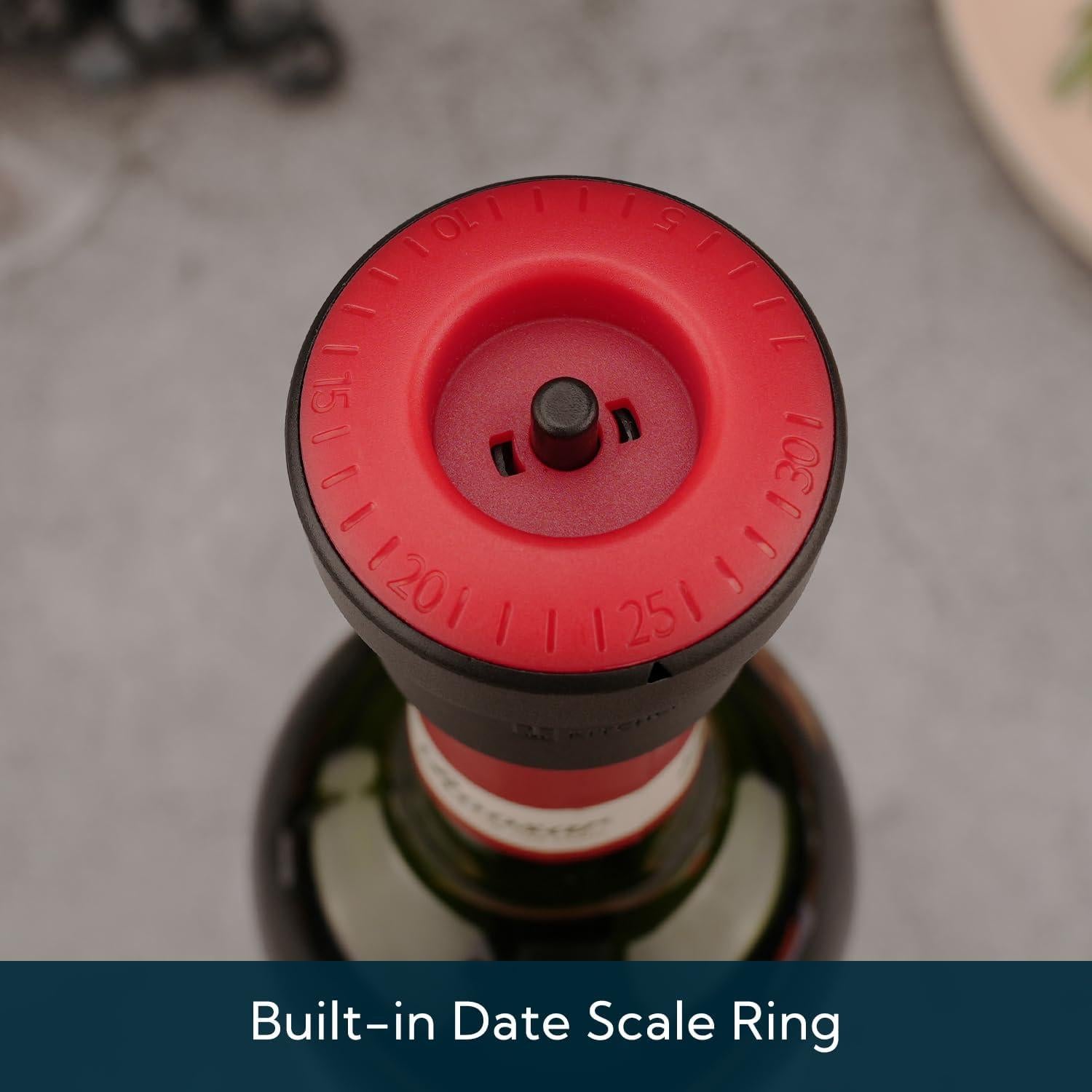 Tapón de Vino al Vacío KITCHENDAO 2 en 1 con Marcador de Fecha