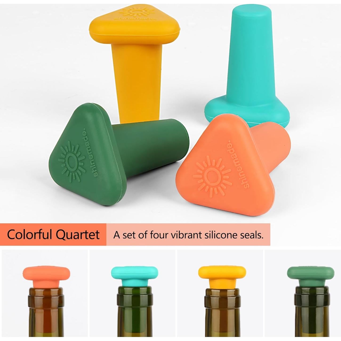 Paquete de 4 Tapones de Silicona Shinemade para Vino