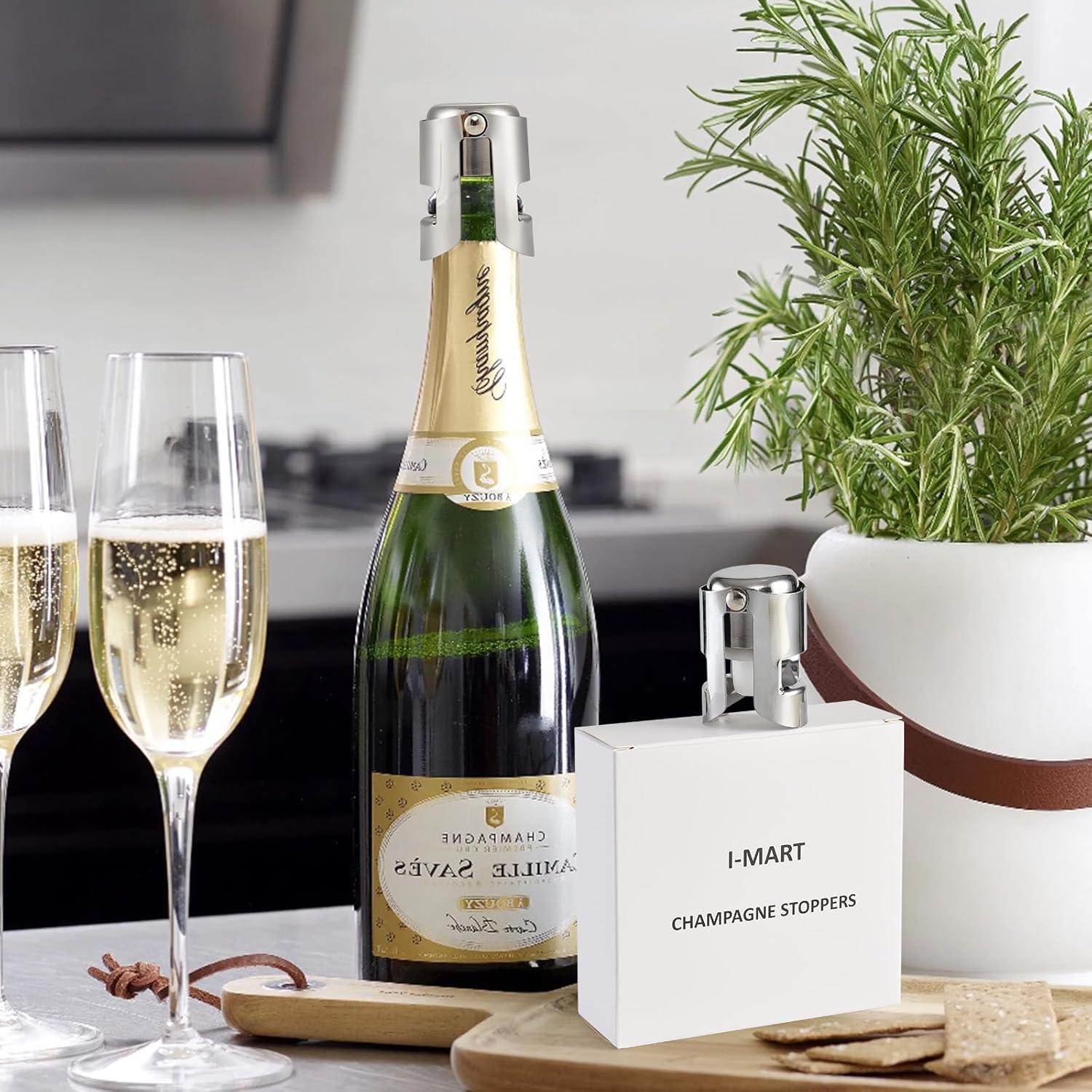 I-MART Paquete de 6 Tapones de Acero Inoxidable para Champán