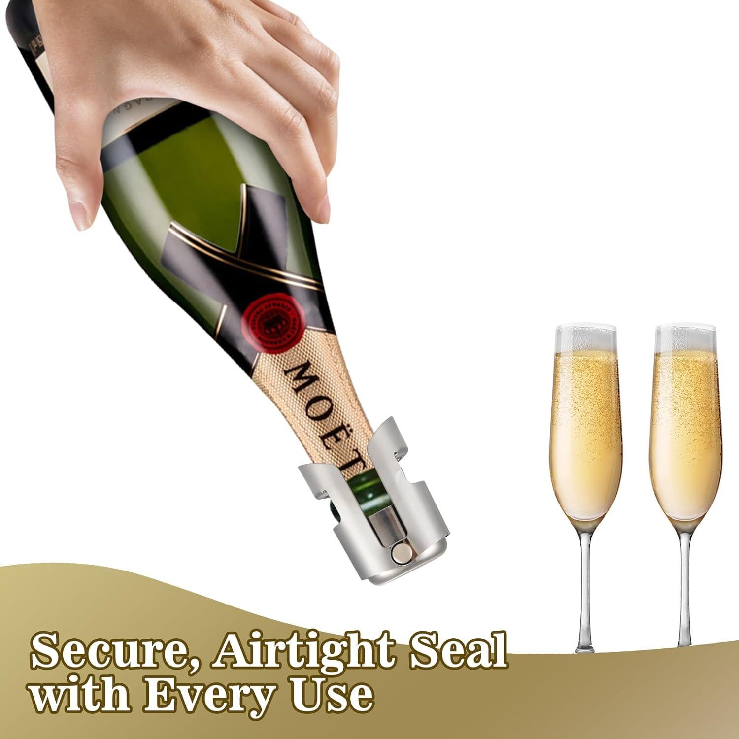 I-MART Paquete de 6 Tapones de Acero Inoxidable para Champán