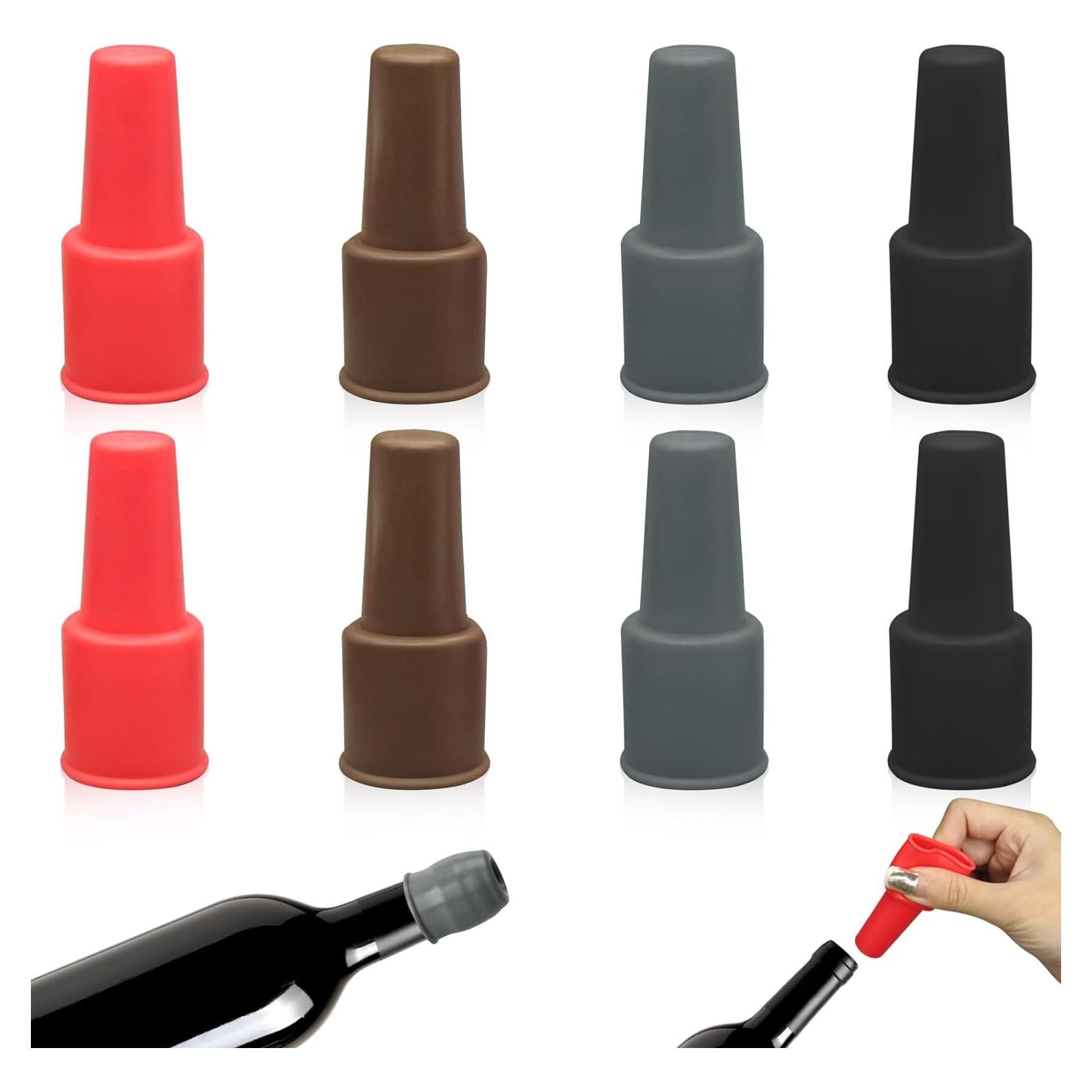 8 Tapones de Silicona Reutilizables para Botellas de Vino CANIPHA