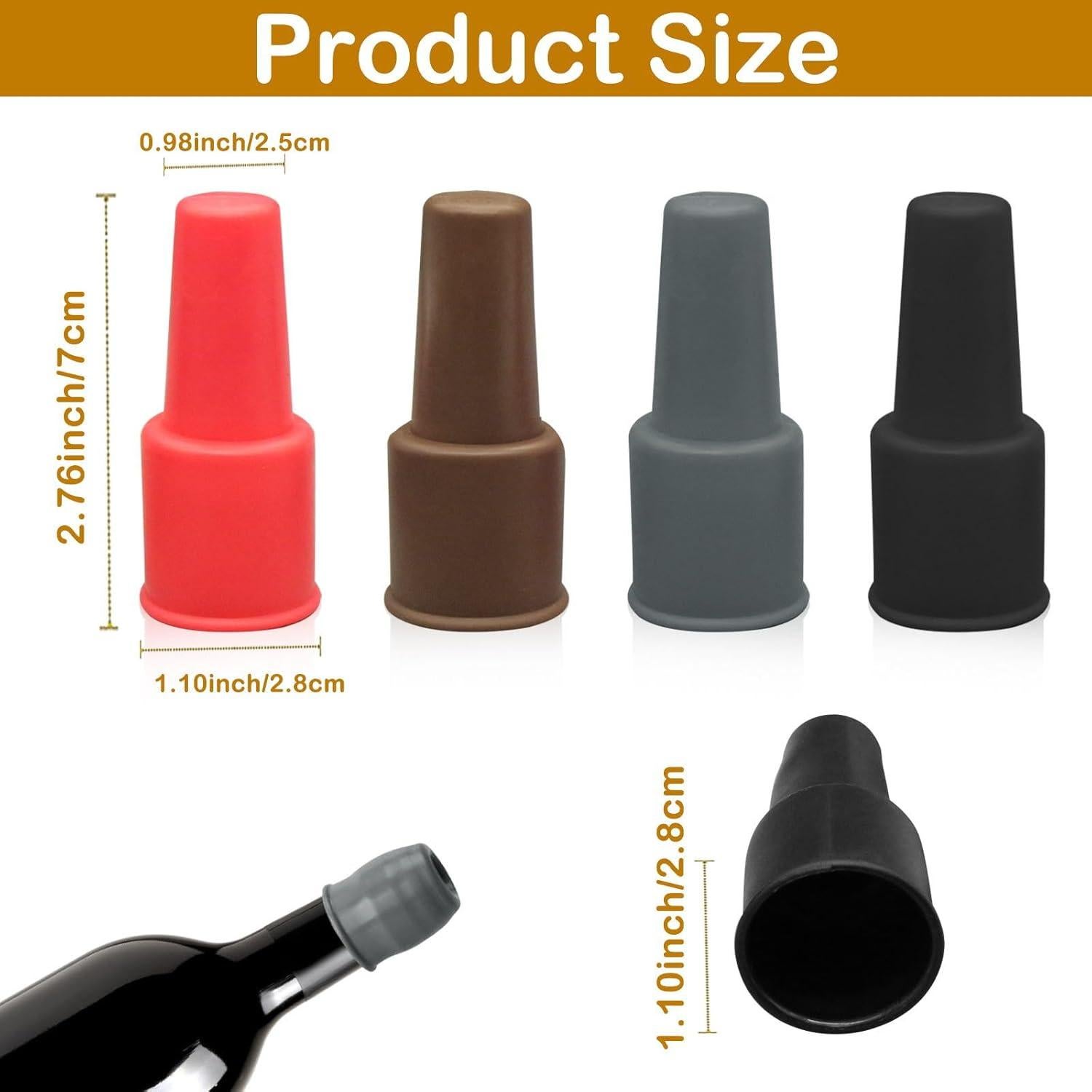 8 Tapones de Silicona Reutilizables para Botellas de Vino CANIPHA