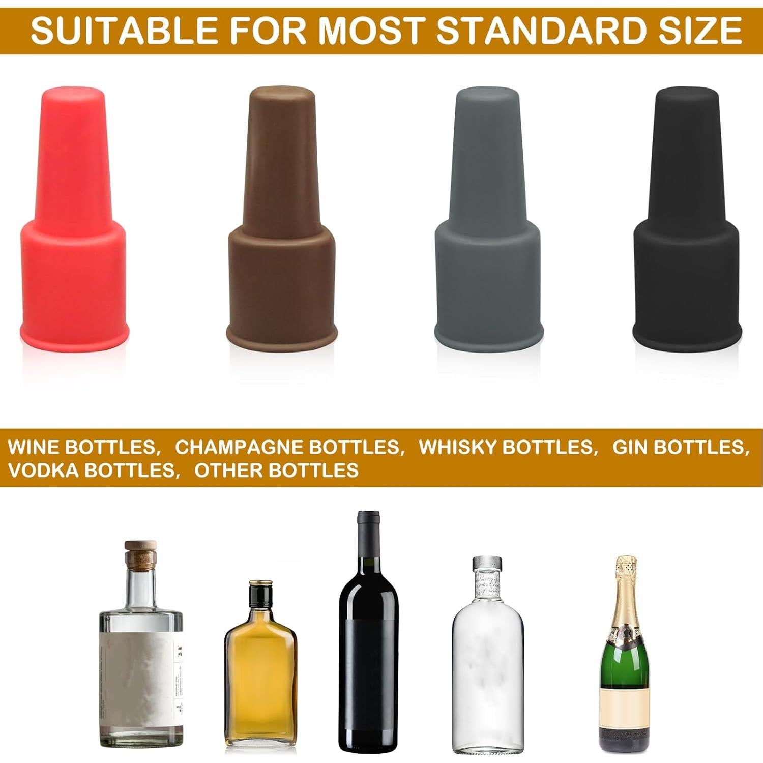 8 Tapones de Silicona Reutilizables para Botellas de Vino CANIPHA