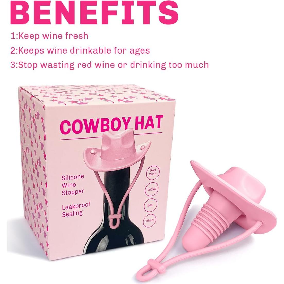 Tapón de Vino de Silicona Pandahero con Sombrero Vaquero