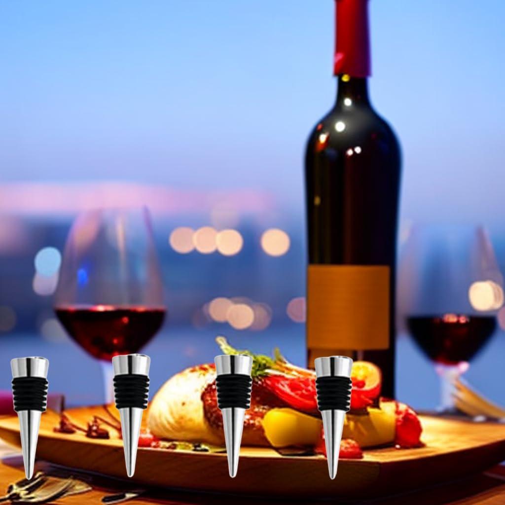 Tapones de Vino Reutilizables ENLAYER 24 Pcs Acero y Silicona