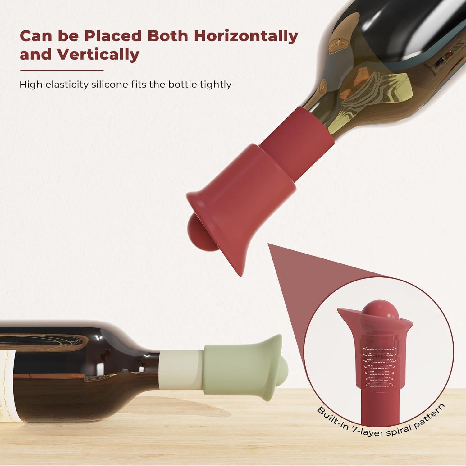 Tapones de Vino Silicona 2 en 1 DGMDGS Reutilizables Negro y Rojo