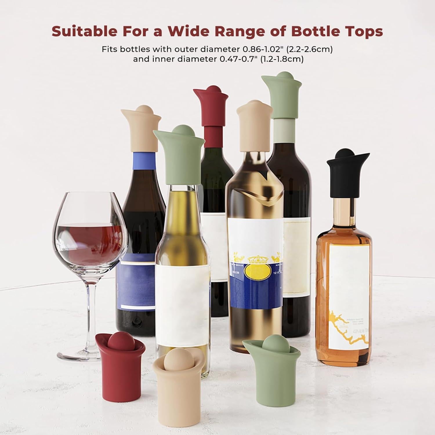 Tapones de Vino Silicona 2 en 1 DGMDGS Reutilizables Negro y Rojo