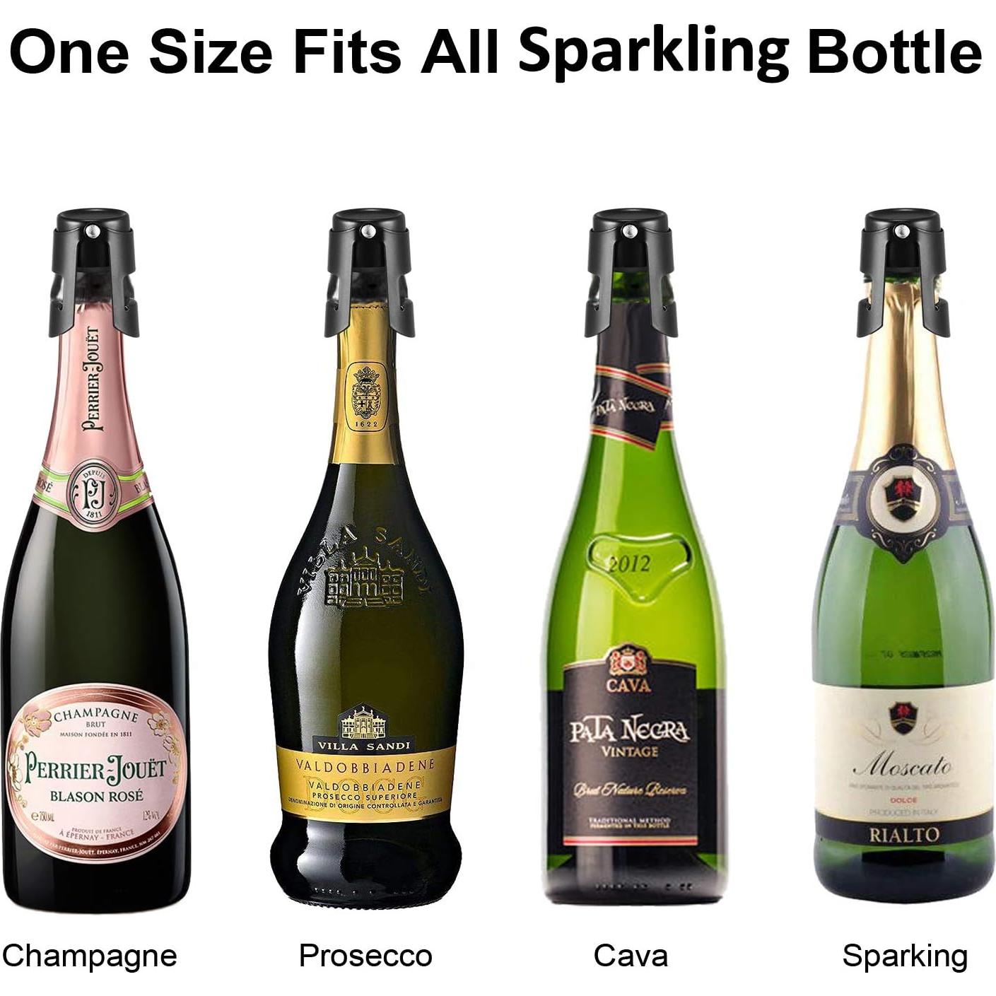 Tapones para Champagne HYZ 2Pack Acero Inoxidable Negro