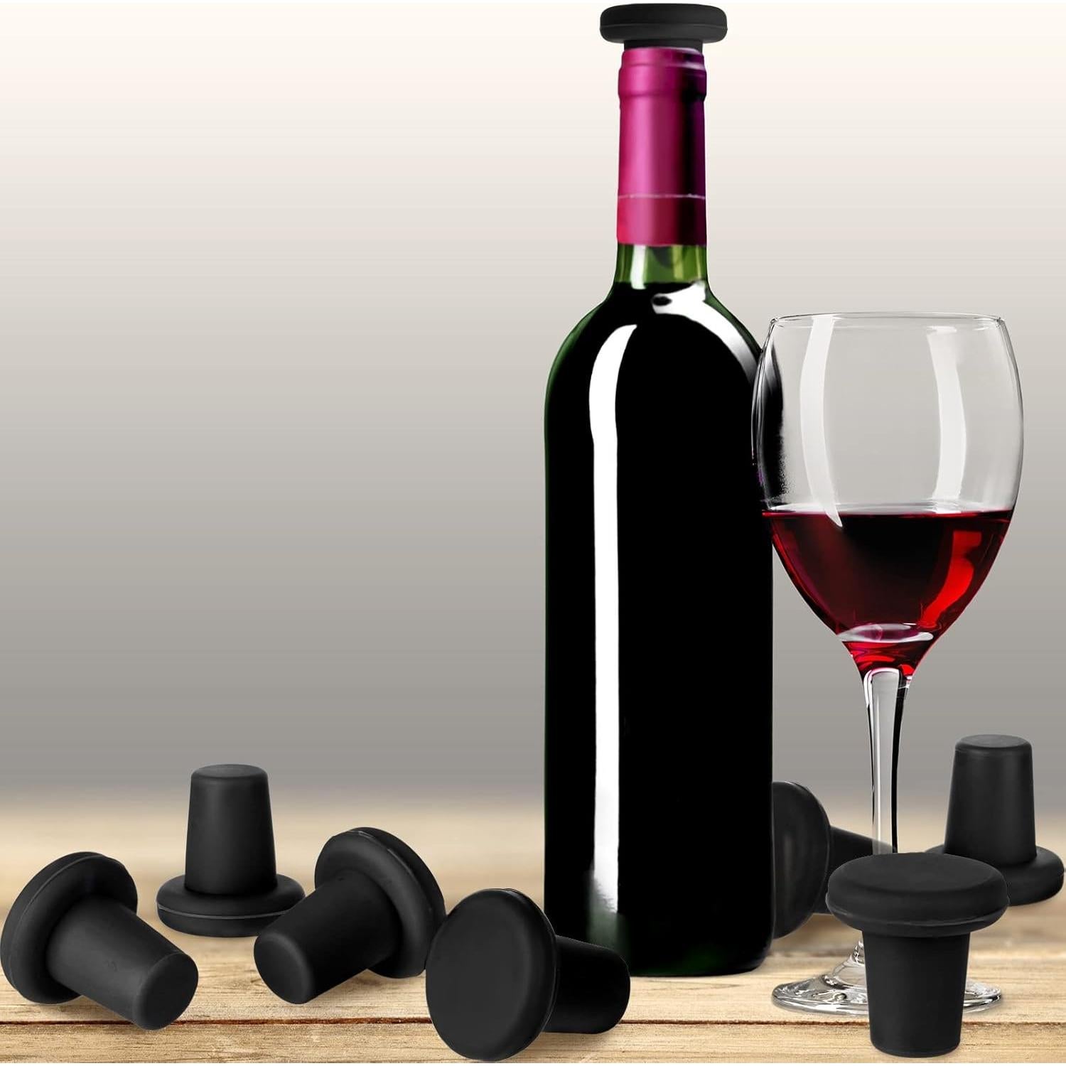 Yookeer 8 Tapones de Vino de Silicona para Botellas - Negro