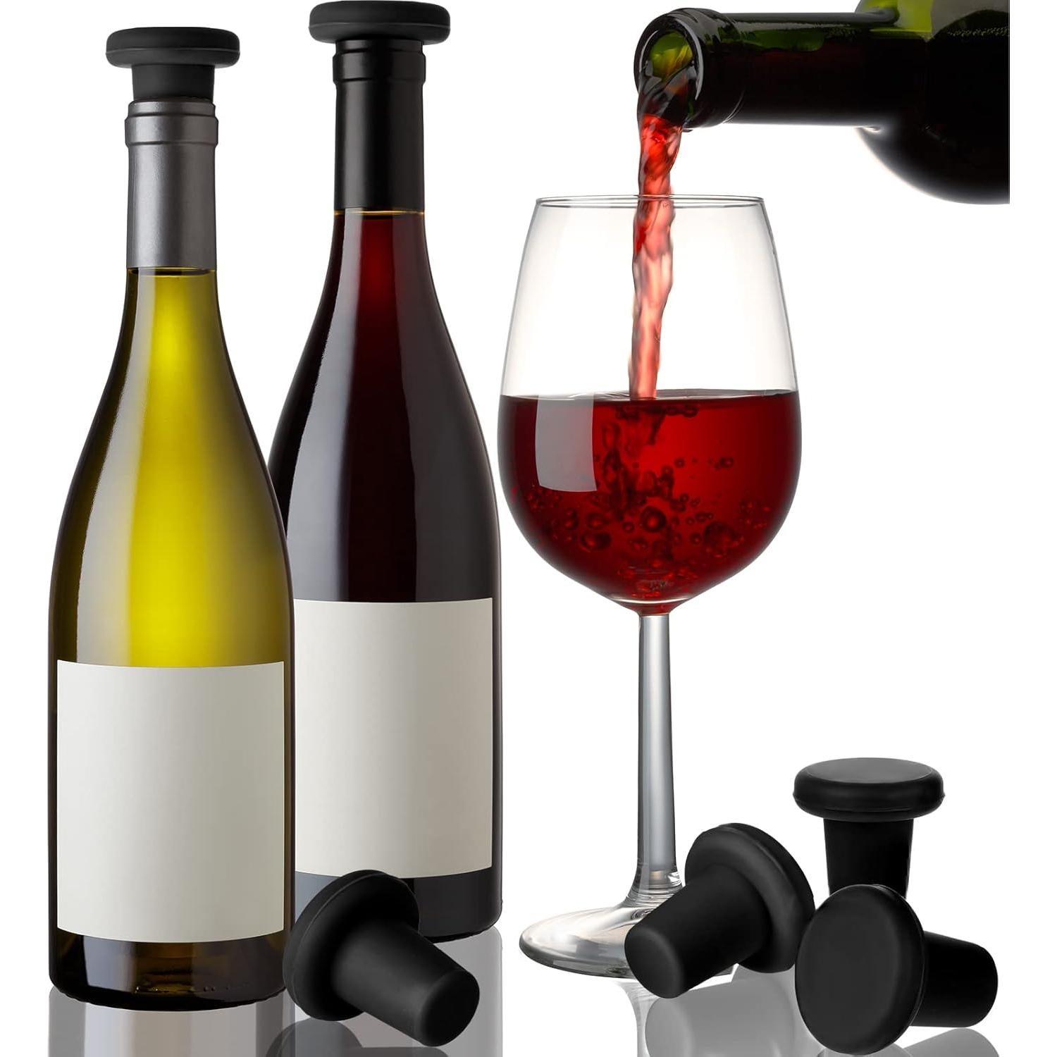 Yookeer 8 Tapones de Vino de Silicona para Botellas - Negro