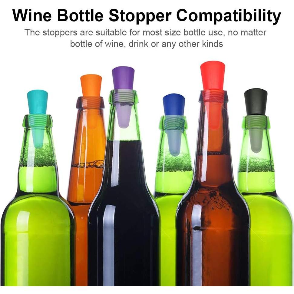 6 Tapones de Silicona Reutilizables AK1980 para Vino
