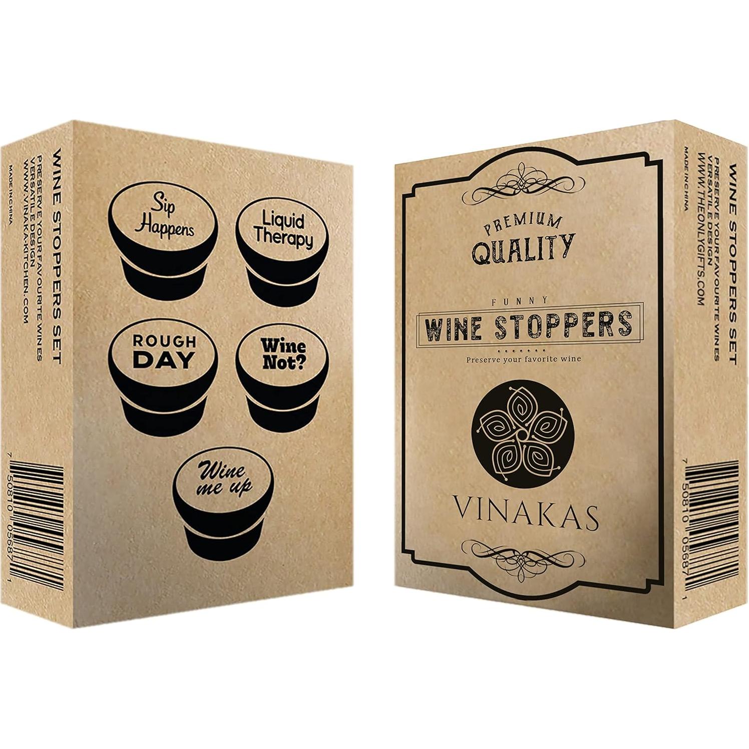 Juego de Tapones de Silicona para Vino - 5 Piezas Herméticas