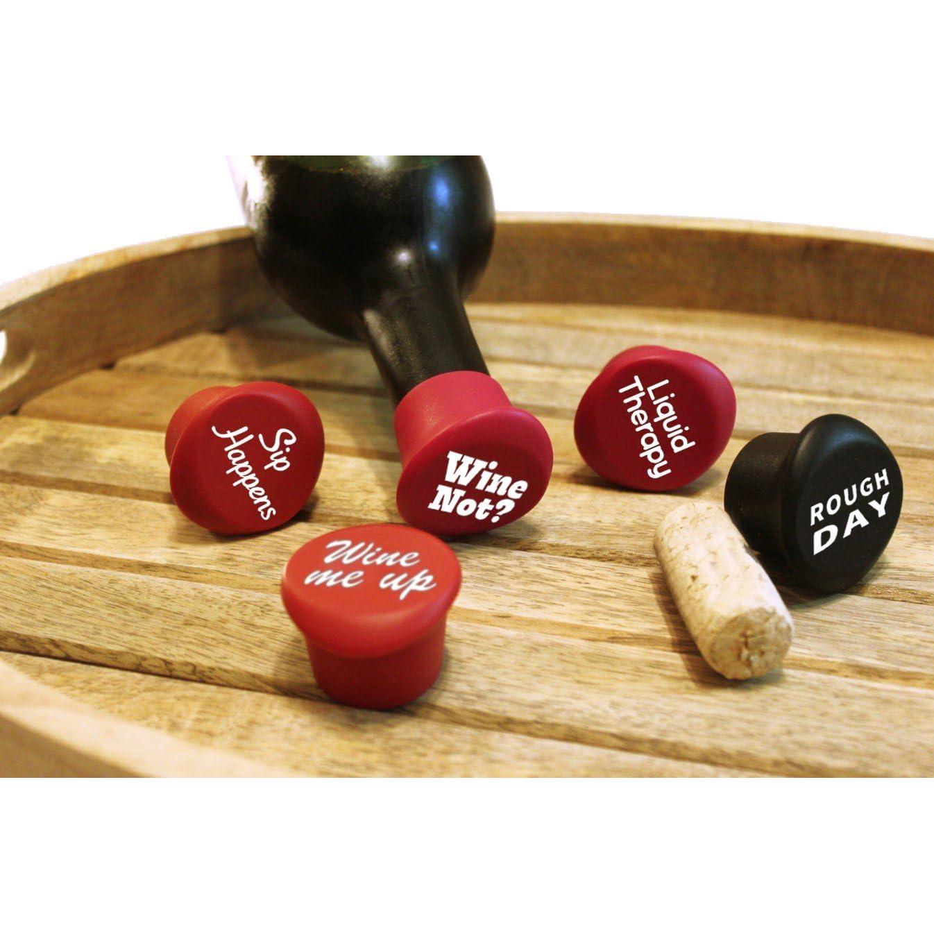 Juego de Tapones de Silicona para Vino - 5 Piezas Herméticas
