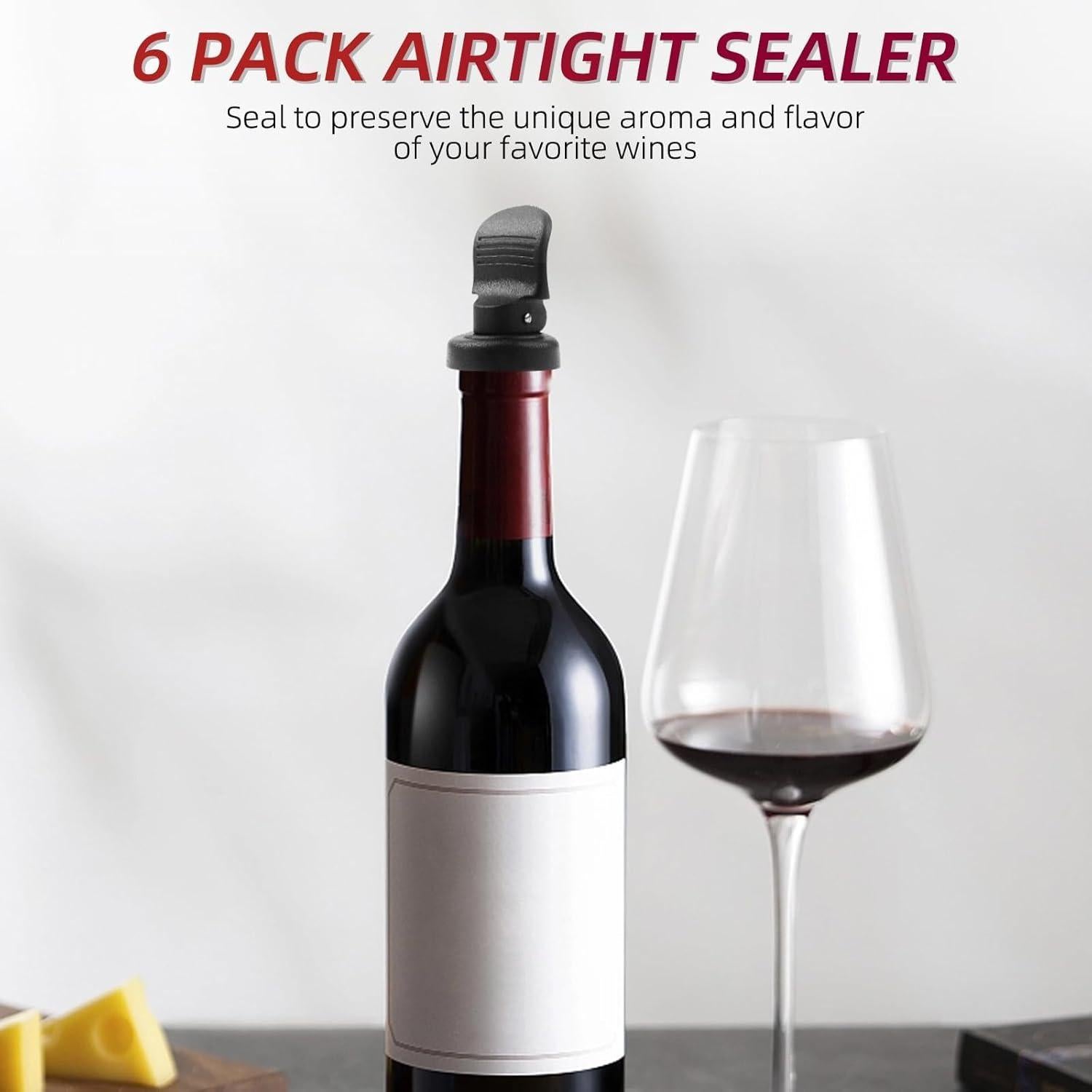 Conjunto 6 Tapones para Botellas de Vino Notoke - Sello Hermético