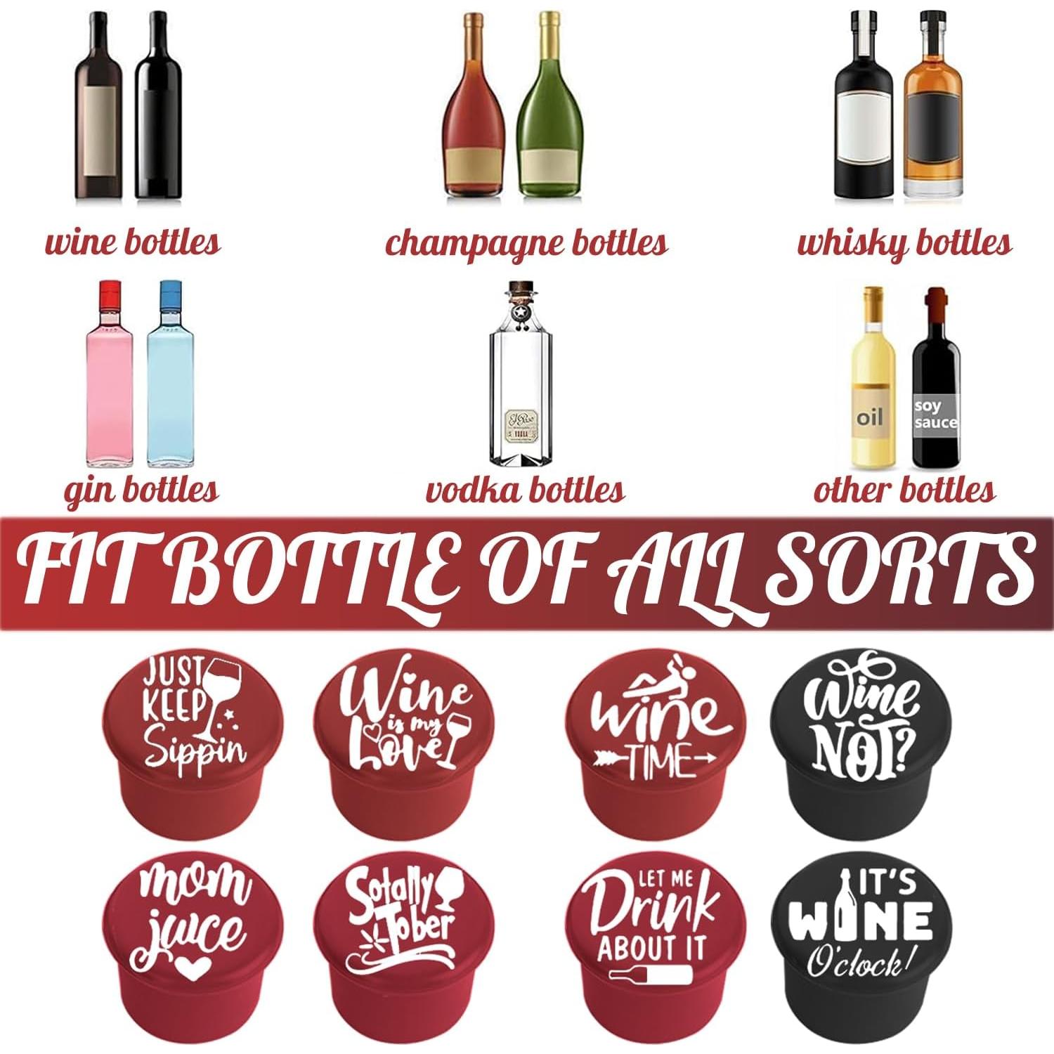 8 Tapones de Vino Divertidos Migarndy - Silicona Reutilizable