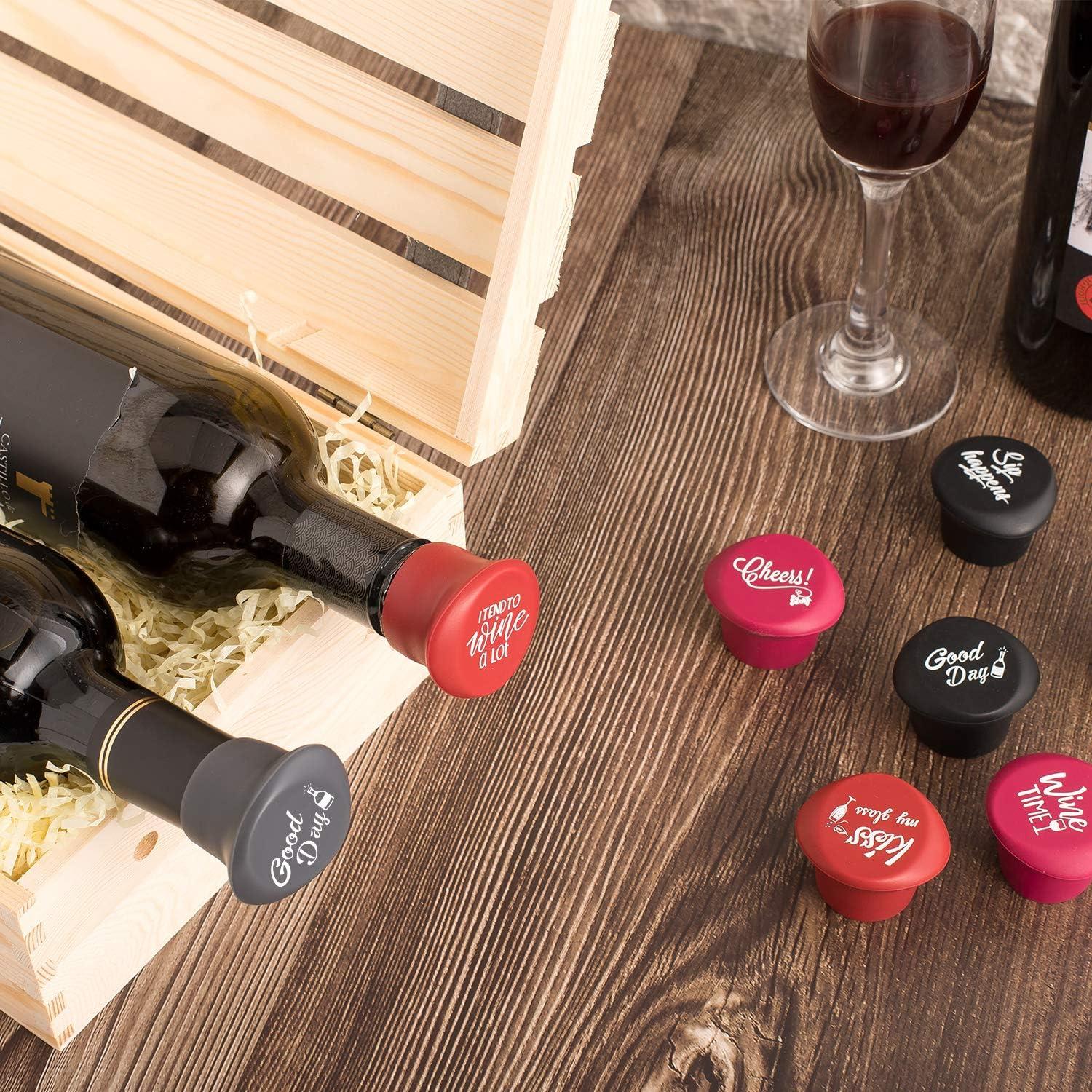 Set de 8 Tapones de Silicona para Vino Whaline - Reutilizables
