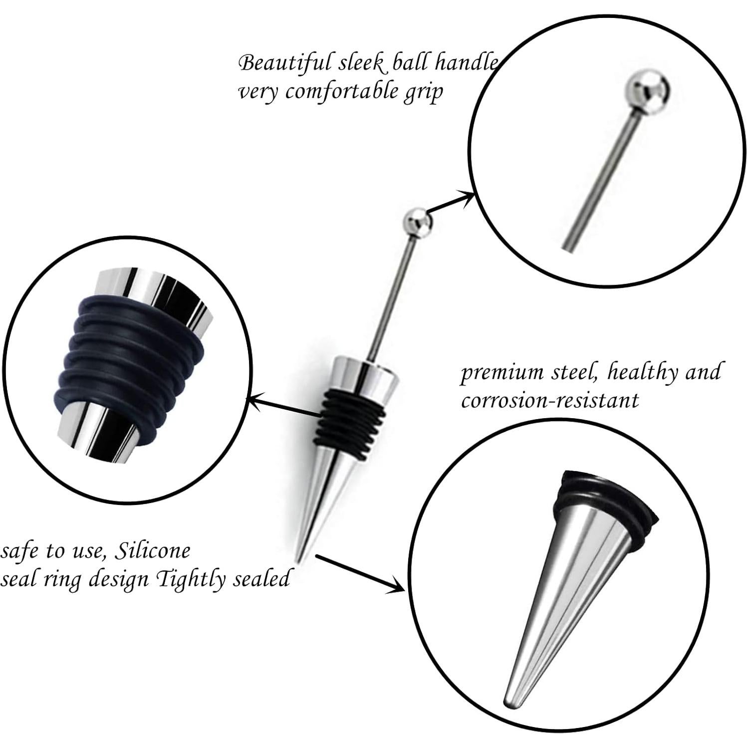 10 Tapones de Vino Reutilizables ENLAYER de Acero Inoxidable