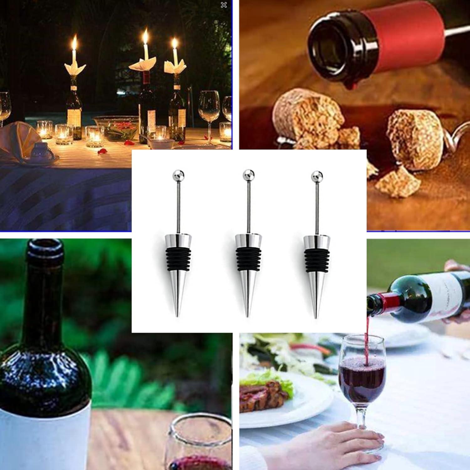 10 Tapones de Vino Reutilizables ENLAYER de Acero Inoxidable