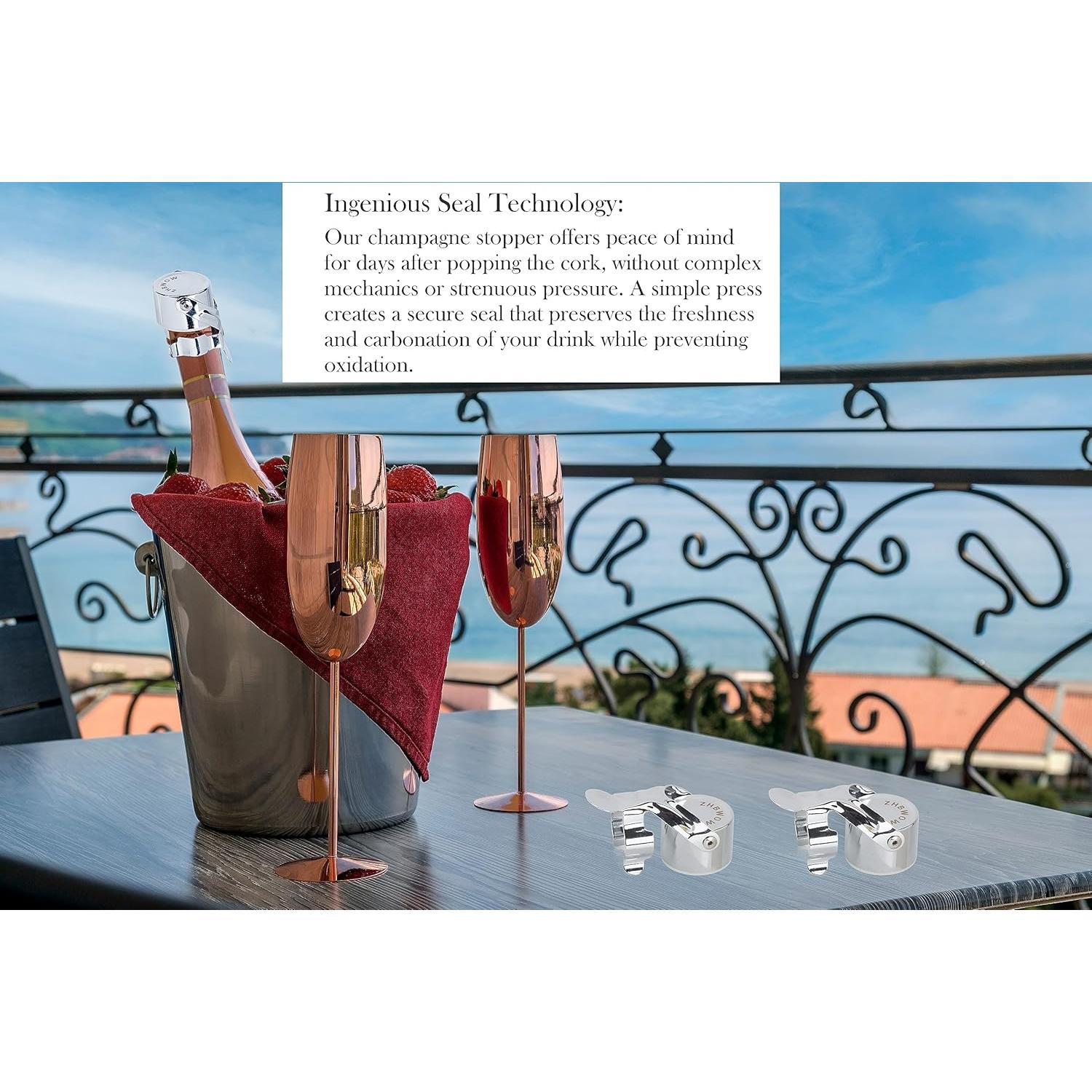 3 Tapones de Champán ZHBWOW Acero Inoxidable Universal