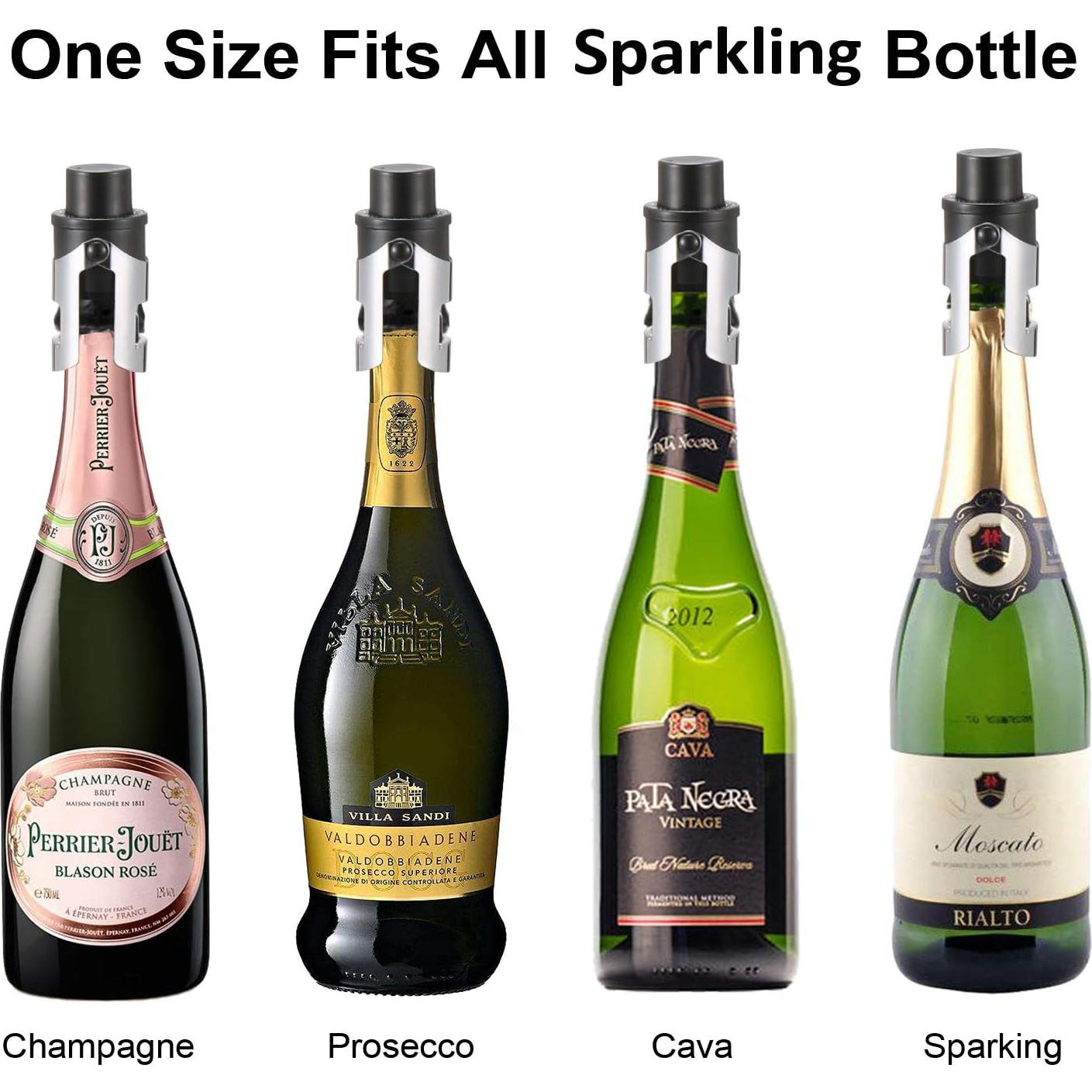 Tapones de Champagne HYZ con Bomba - Set de 2, Acero Inoxidable