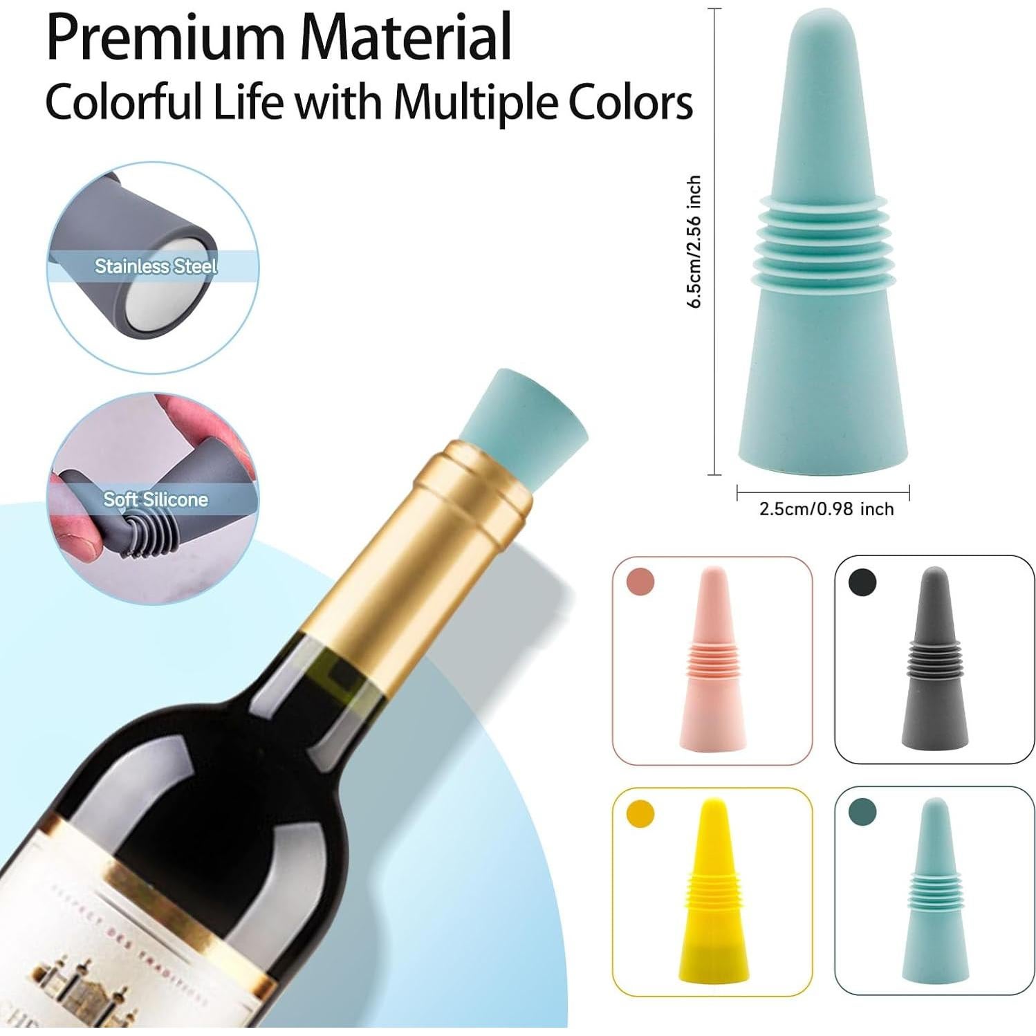 4 Tapones de Silicona Kearning para Botellas - Sellador Antifugas