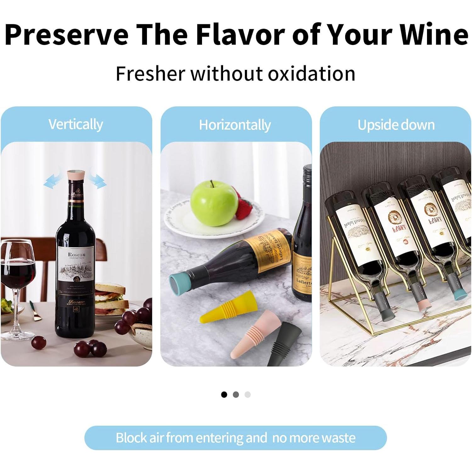 4 Tapones de Silicona Kearning para Botellas - Sellador Antifugas