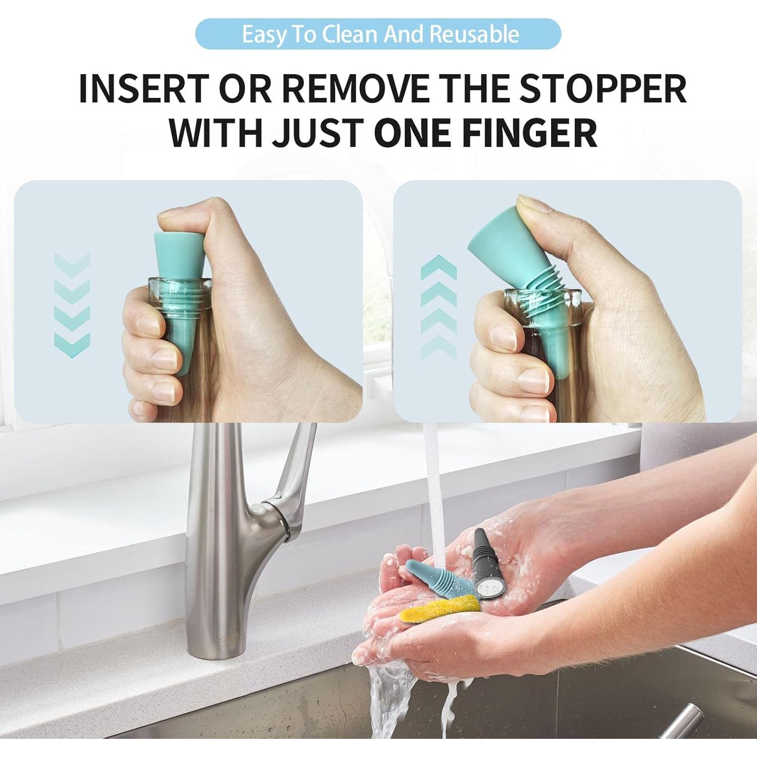 4 Tapones de Silicona Kearning para Botellas - Sellador Antifugas