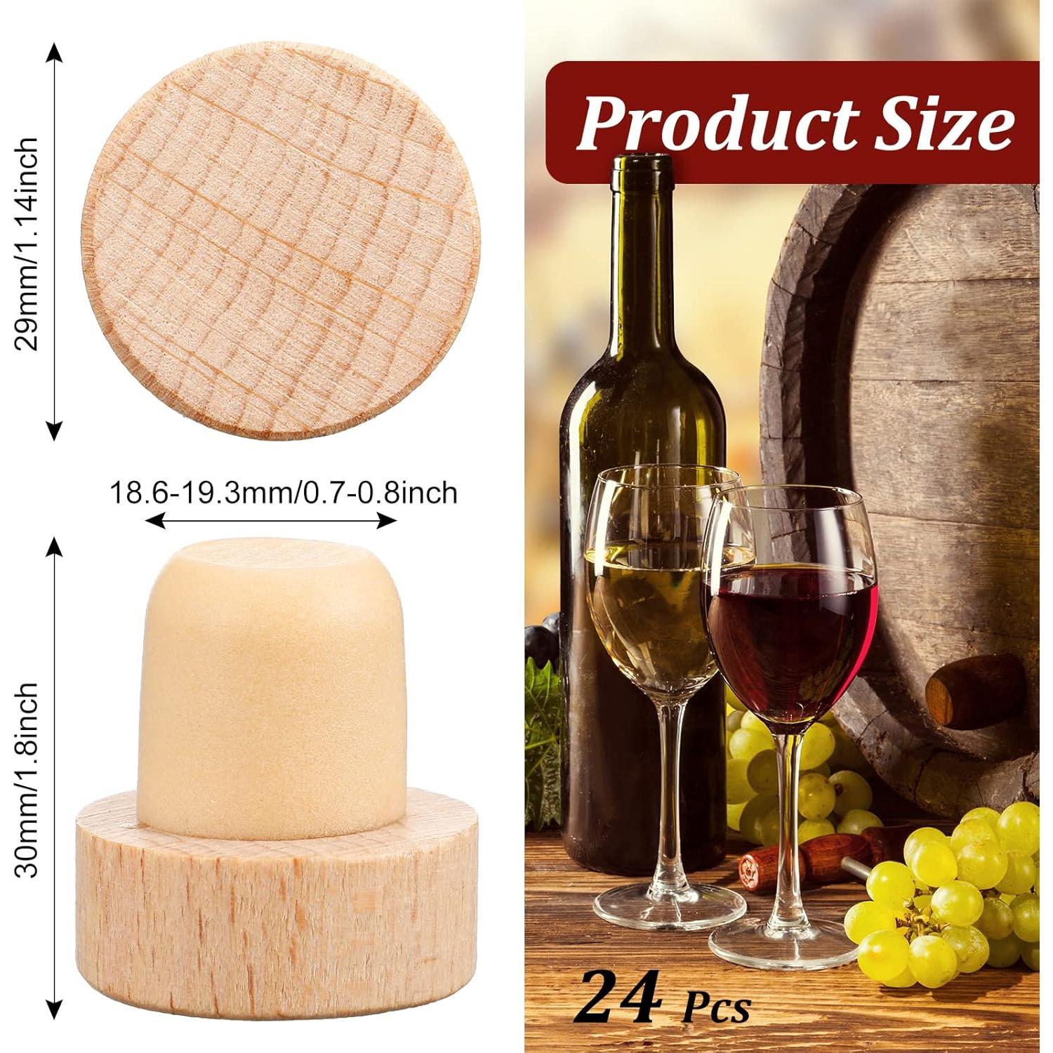 Yalikop 24 Tapones de Corcho Reutilizables para Botellas de Vino