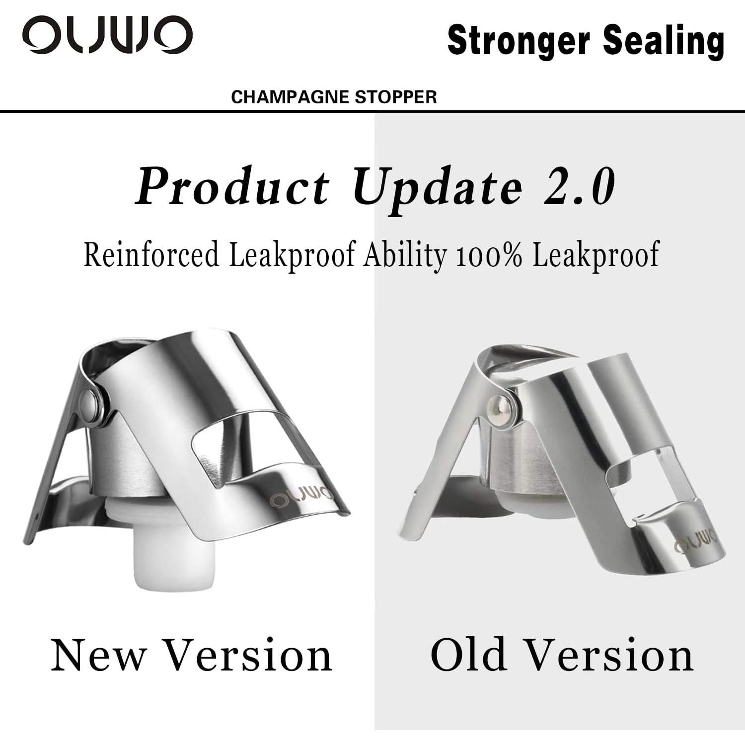 Tapón de Champagne OUWO 6 Pack Acero Inoxidable Plata