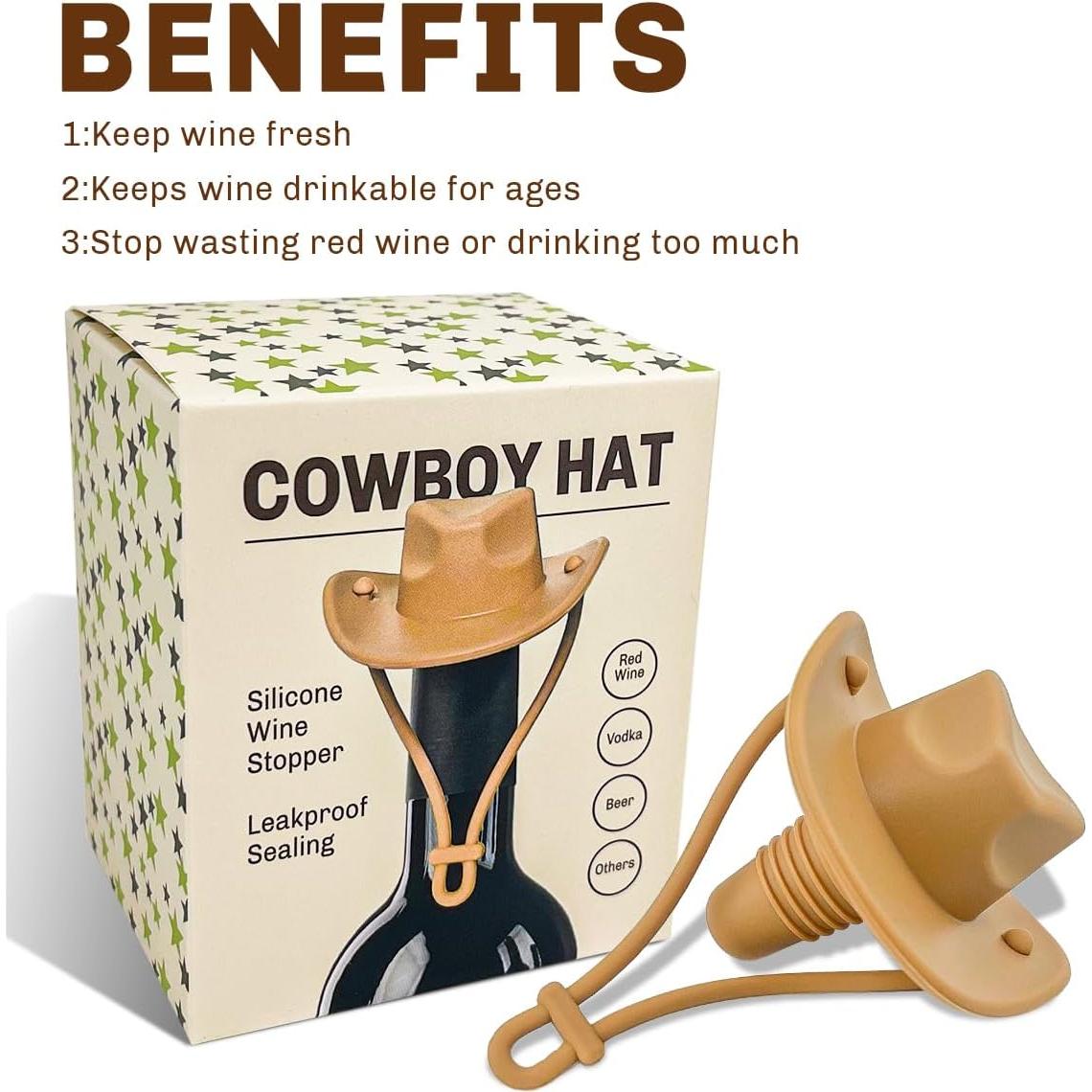 Tapón de Vino de Silicona Pandahero Sombrero Vaquero