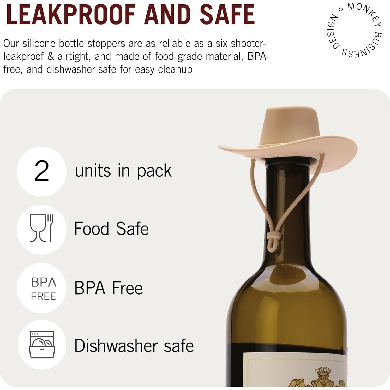 Tapones de Vino Monkey Business Sombrero Vaquero 2-Pack
