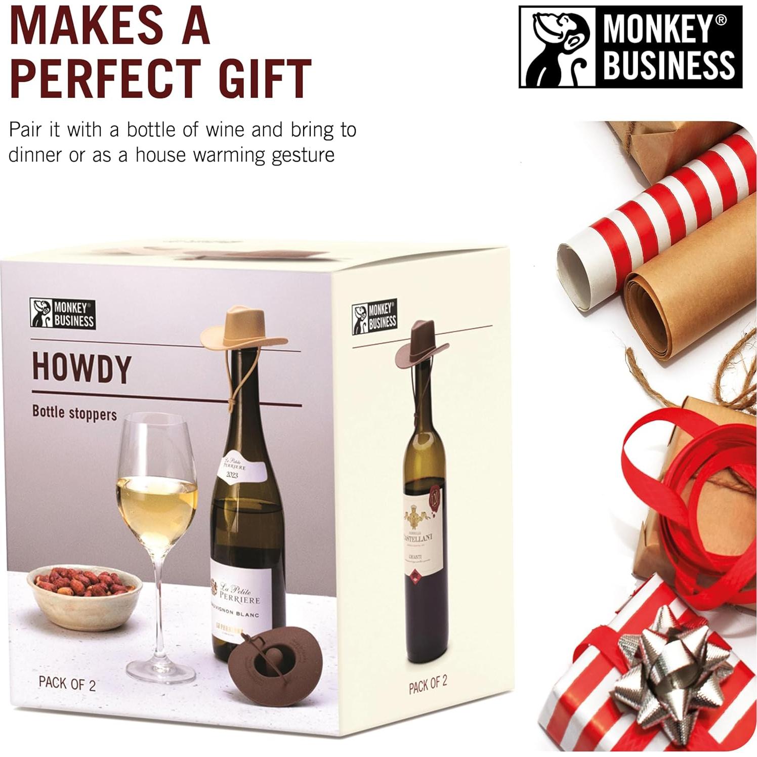 Tapones de Vino Monkey Business Sombrero Vaquero 2-Pack